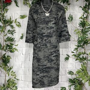 DEFECTS Women’s Yea Gray & Black Distressed Short Sleeve Midi Dress (2X) AI11